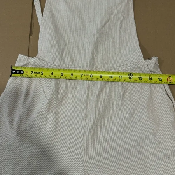 Oak‎ + Fort Lagenlook Neutral Relaxed Fit Wide Leg Striped Jumpsuit Overalls Sm - Image 11