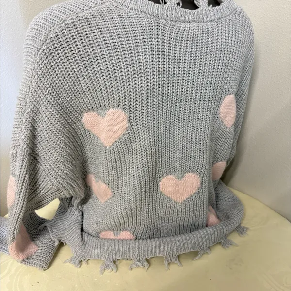 No Boundaries Juniors' Chewed Conversational Sweater - Image 5