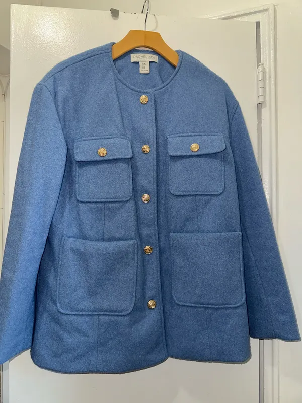 Rachel Zoe blue button front coat jacket size M - Image 2
