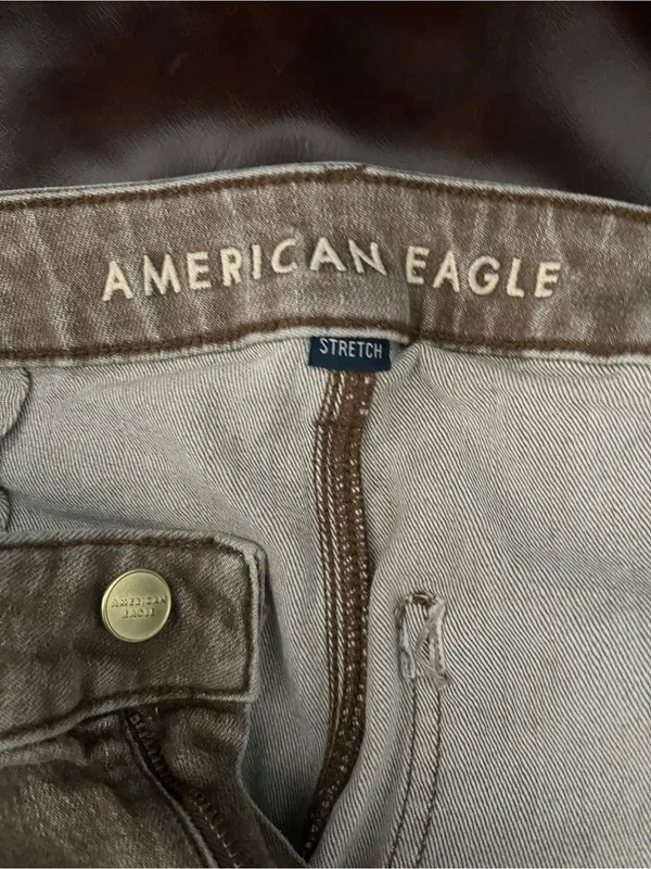 American Eagle Stovepipe Jeans Womens 2 Brown Taupe High Rise Straight Stretch - Image 14