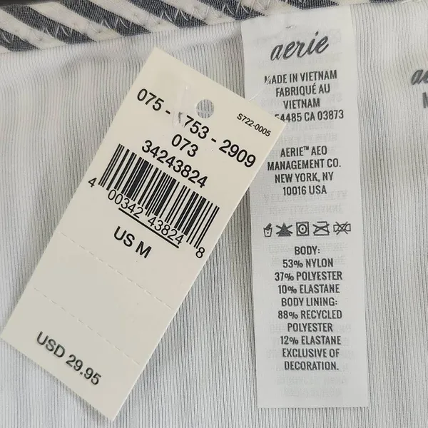 Aerie Stripe Bikini Bottoms with Ruffles NWT Size Medium Full Coverage Bottom - Image 9