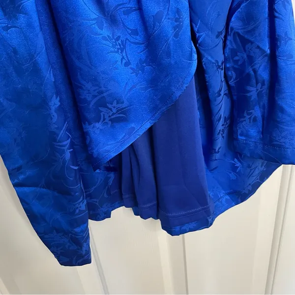 Lulu's Blue Satin Spaghetti Straps V-Neck Dress Size XL glam coquette rave chic - Image 9
