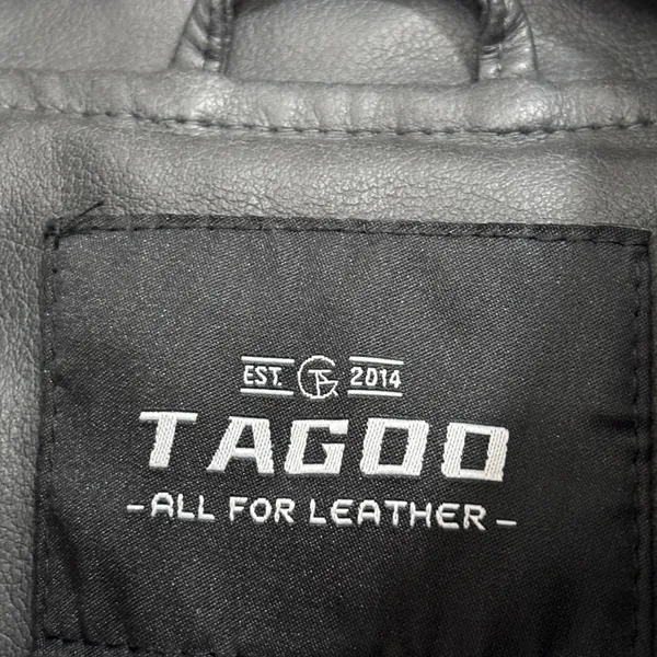 Tagoo Vegan Faux Leather Gray Biker Moto Zip Up Grunge Jacket NWT Large - Image 8
