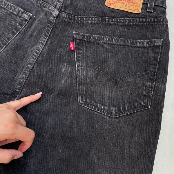 Levi's 550 Black Relaxed Fit Jeans Pants - Image 7
