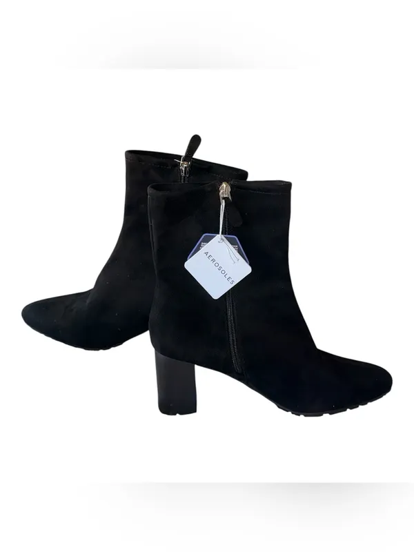 NWT Aerosoles Heeled Ankle Boots -Baylor Black Suede Leather SZ-10W - Image 4