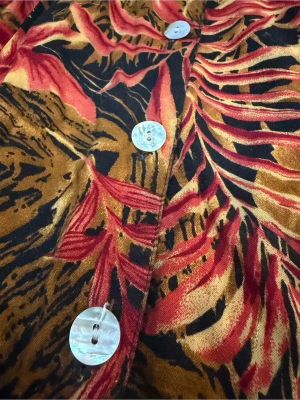 California Krush Vintage Tropical Print Rayon Maxi Dress M - Image 4