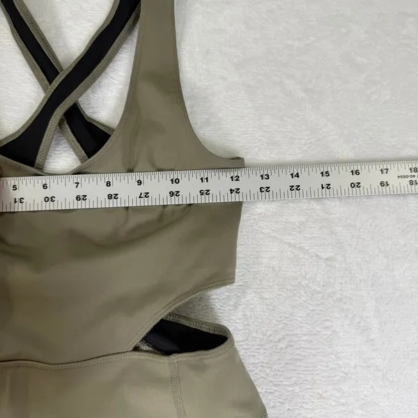 Free‎ People Movement Side-to-Side Catsuit XS Olive Green Cutout Jumpsuit - Image 5