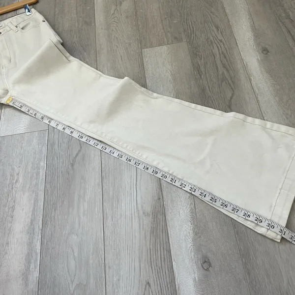 Meshki Flare High Waist Bootcut Denim Jeans White (size 8) minimalist casual - Image 7