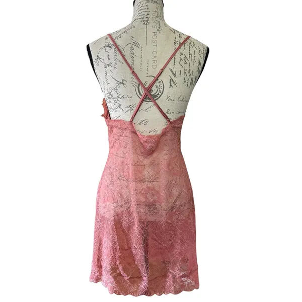 Victoria's Secret Floral Sheer Lace Chemise Slip Lingerie Pajama Nighty Large - Image 3