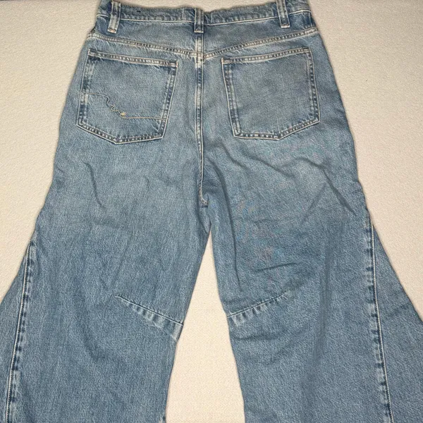 Free People We The Free Eden High Slouchy Flare Jeans Light Blue Denim Womens Size 28 - Image 11