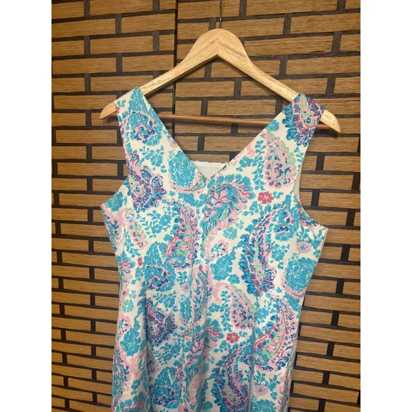 Talbots Pink And Blue Paisley‎ Print Dress Size 10P - Image 3