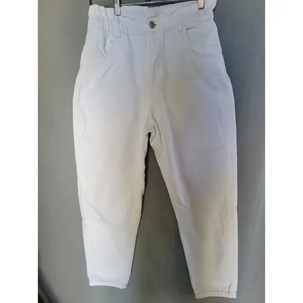 Zara Women's White Ankle Jeans High-Waisted Elastic Waist, Size S - Image 11
