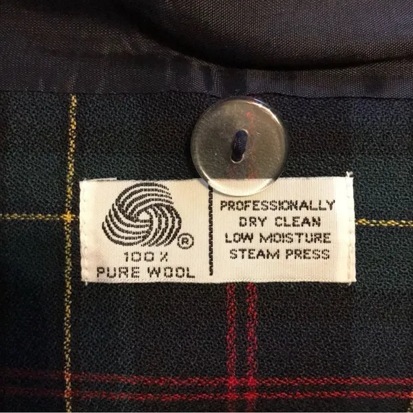 Vintage JH Collectibles military-style double-breasted wool blue plaid jacket 10 - Image 9