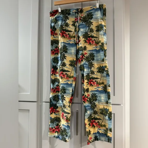 Vintage 100% Cotton Made in USA Hawaiian Tropical‎ Drawstring Pants small/medium - Image 3
