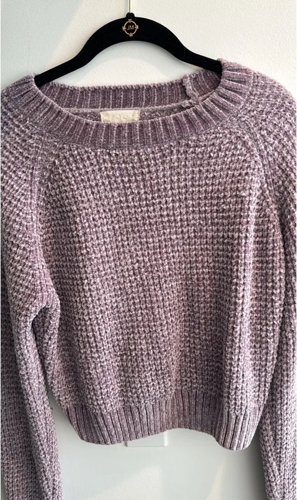 Altar’d State Mardi Gras Cropped Purple Sweater - Image 4
