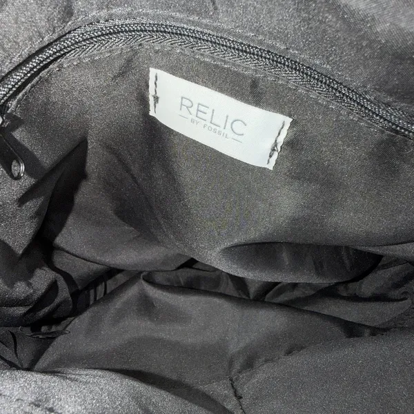 Relic by Fossil Brown With Black Hearts Convertible Backpack Purse Travel Casual - Image 4