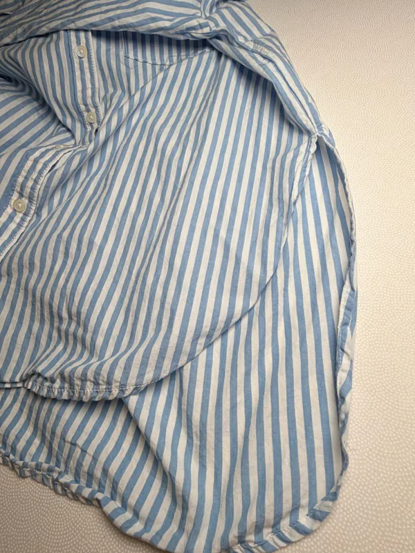 Maeve Anthropologie Women’s XS Blue White Stripe Cotton Button Down Oversized - Image 8