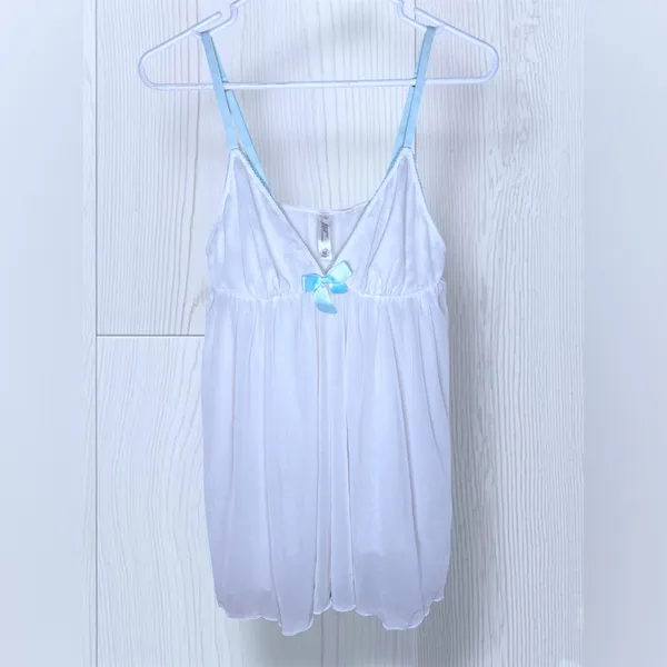 GILLIGAN & O'MALLEY Vintage Soft Girl White Mesh Babydoll Chemise Top - Image 2