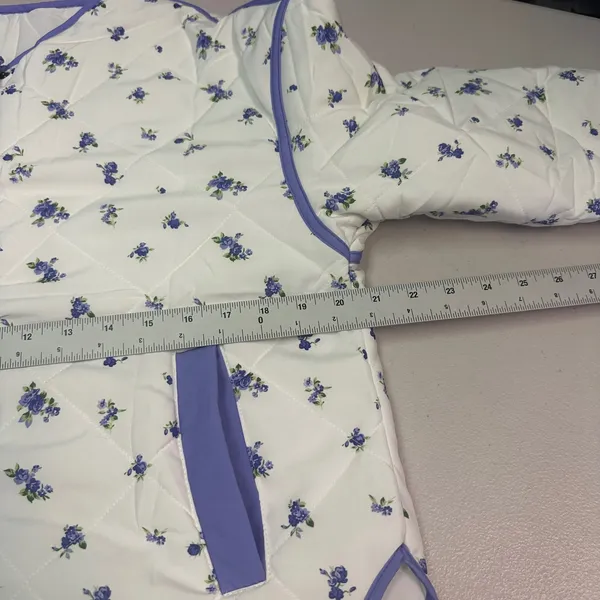 SHEIN Violet Floral‎ Quilted Puffer Jacket White Purple H4E211 Womens Medium - Image 2