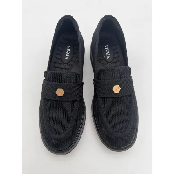 Vivaia Francesca Platform Chunky Heel Penny Minimalist Preppy Black Loafer 5.5-6 - Image 5
