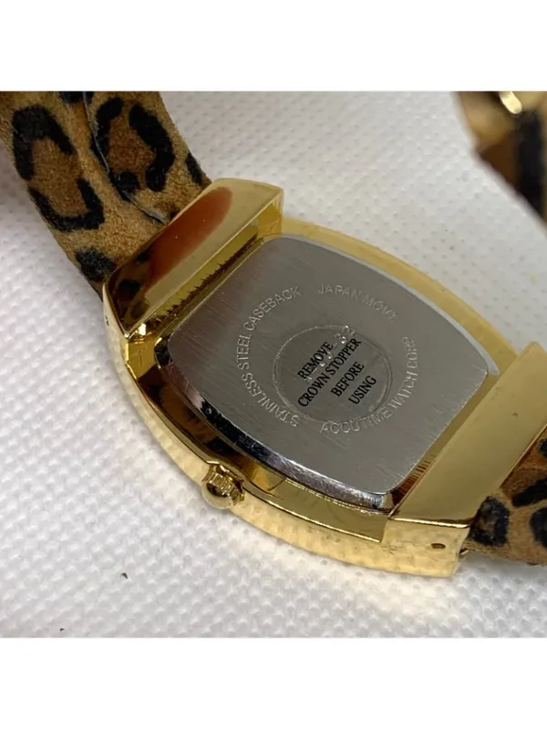 Vivani Women's gold tone Cheetah Print Cuff Band watch quartz 29mm 6” running - Image 6