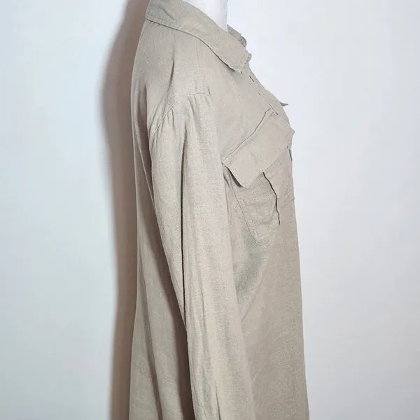 Michael Kors Khaki Linen Blend Mini Shirt Dress with Sash Size Small - Image 4