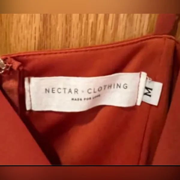 Nectar Women's Burnt Orange Asymmetrical Lined‎ Cocktail Mini Dress Size Medium - Image 4