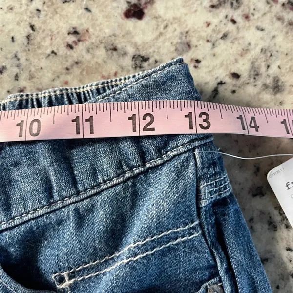 Free People Chloe Baby Barrel Jeans‎ Women XS Blue Boho Elastic Back Distress - Image 10