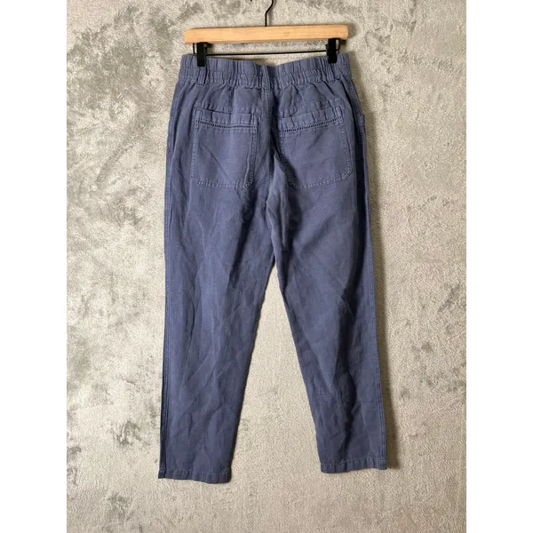 Sundance Linen Blend Button Front Tapered Pants Blue Boho Cottagecore Size 6 New - Image 3