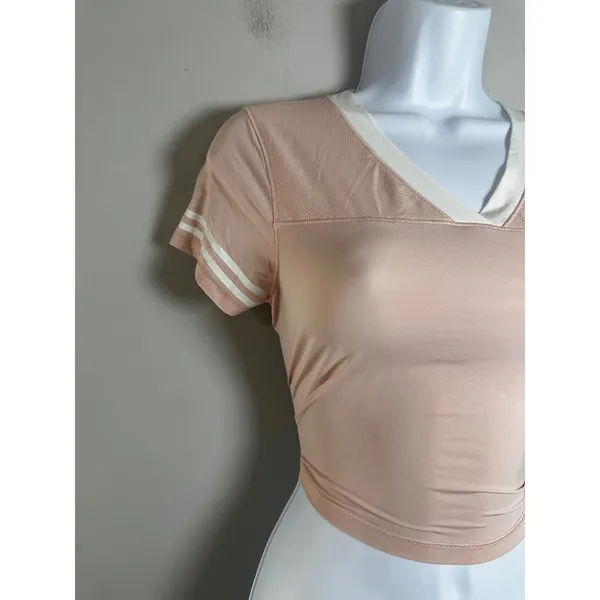 OFFLINE by Aerie Womens‎ XS Peach Cropped Football Jersey Varsity Baby Tee Pink - Image 3
