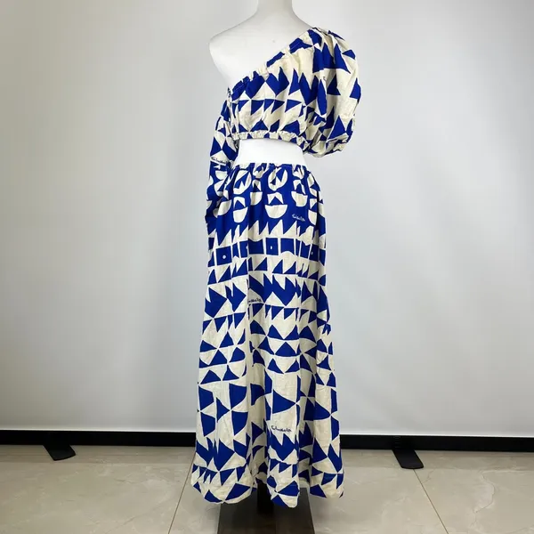 NWOT Farm Rio Linen-Blend Pitta Tiles Off-White One Shoulder Maxi Dress Size S - Image 7