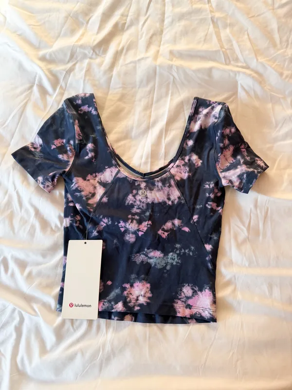 Lululemon Circulate Tie Dye Mineral Blue Multi Align T-Shirt Size 2 - Image 2