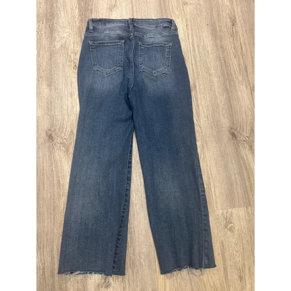 Social Threads Risen Jeans High Rise Wide Leg Raw Hem Medium Wash Size‎ 7/28 - Image 3