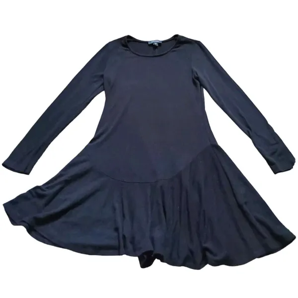 Karen Kane Black Dress Women Size Large Fit Flare Long Sleeve Asymetrical Hem - Image 4