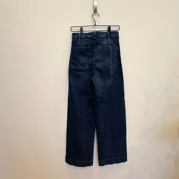 Pilcro The Skipper High-Rise Wide Leg Jeans‎ Darkish Indigo Wash Size 27 - Image 5