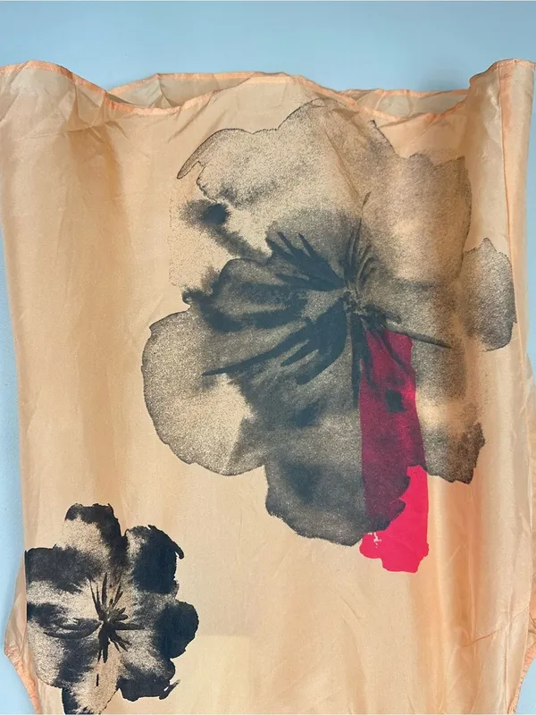 Y2K 100% Silk New York & Company Peach Floral Sleeveless Top Small NWT - Image 4