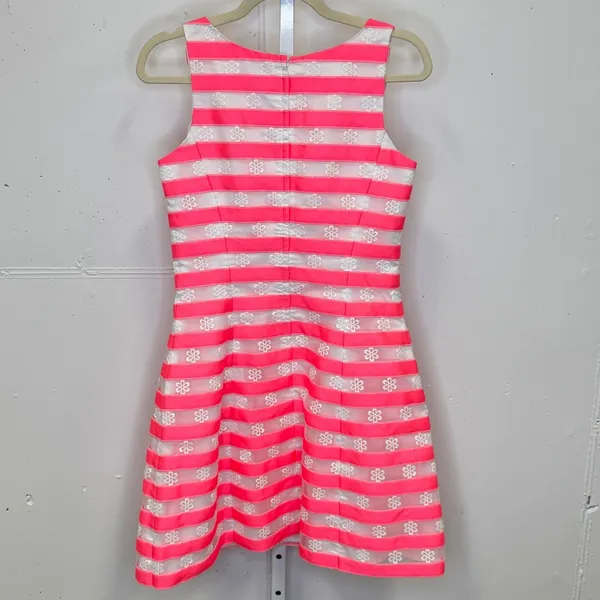 Lilly Pulitzer Joslin Fiesta Bright Pink White Floral Striped Joslin Dress Sz 4 - Image 2