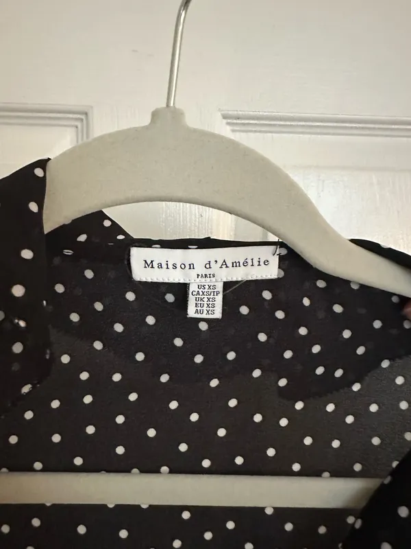 Polka dot ruffle tie front top Black Size XS - Image 3
