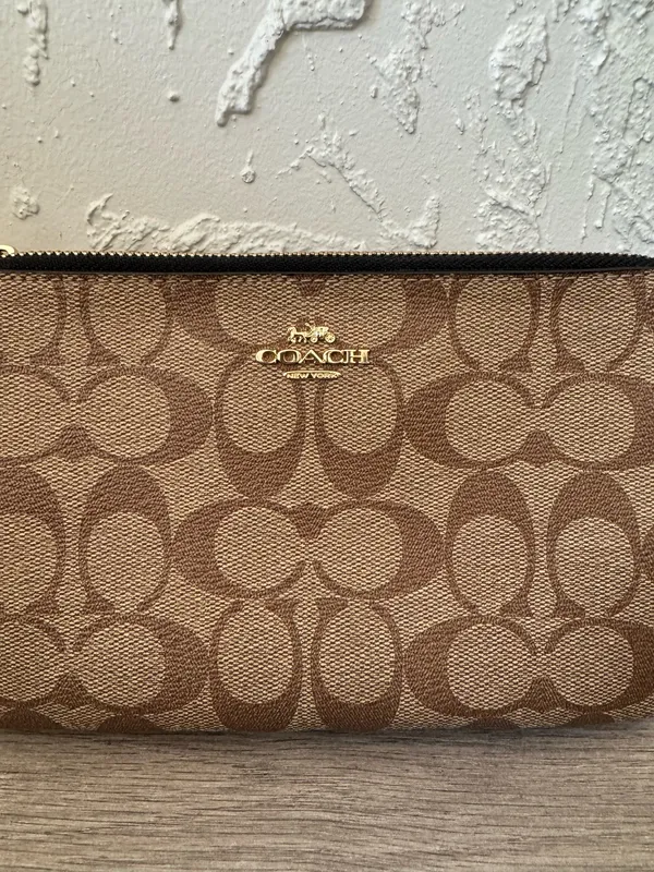 Coach Signature Coated Canvas Double Zip Wristlet - Image 4