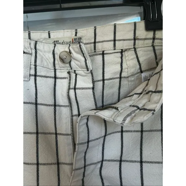 Madewell Slim Emmit Wide Leg Crap Pants Beige Black Striped 28 - Image 11