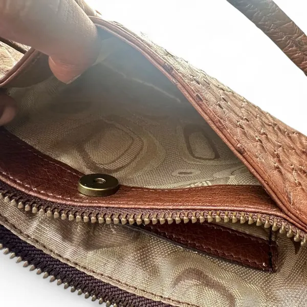 Ibiza Ostrich Leather Mini Bag Vintage Y2K Shoulder Purse Brown Textured Chic - Image 5