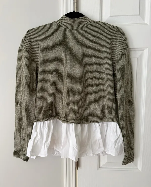 Anthropologie Maeve Bow-Back Twofer Oversized Top/Sweatshirt, Size XS - Image 7