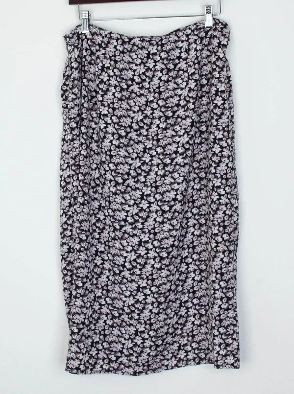 Abercrombie & Fitch Womens Floral Twist High Slit Midi Skirt Size L Dainty Fairy - Image 7