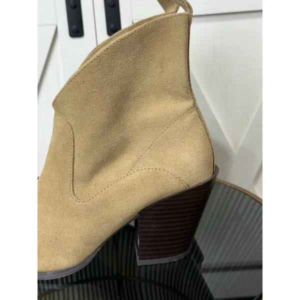Reserved Womens Western Ankle Boots Size EU 36 US 5 Tan Suede Pointed Toe Heel - Image 8