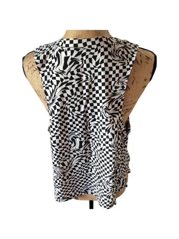 SO “The Favorite Tank” Top Size L Black White Checkered Sleeveless - Image 7