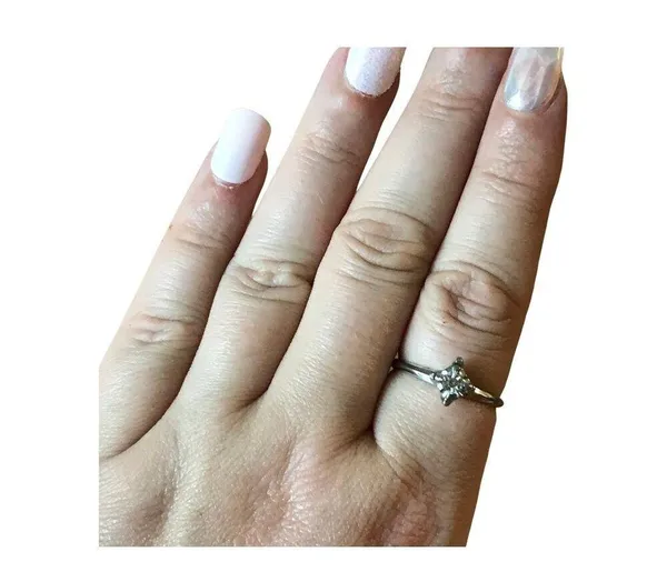 Vintage Solitaire Cubic Zirconia Sterling Silver Ring, CZ Silver Band Sz 9 - Image 7