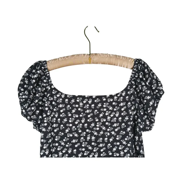 Betsey Johnson Y2K Floral Corset Milkmaid Midi Dress Size XL Black Coquette - Image 6