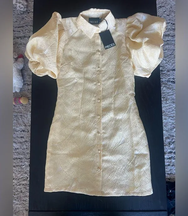 Petite Lemon Puff Sleeve Mini Dress Yellow Size XS - Image 4