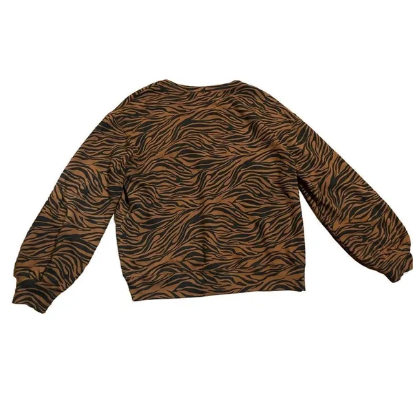 Monrow Zebra Full Sleeve Sweatshirt in Caramel sz Large‎ - Image 4