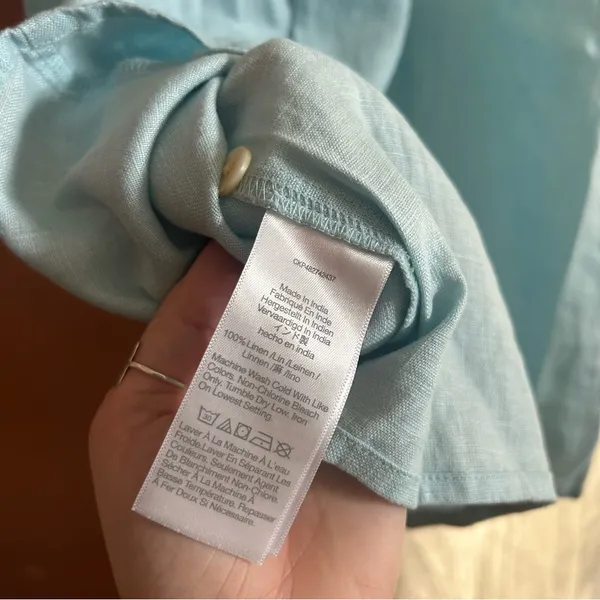 Madewell‎ Square-Neck Mini Dress 100% Linen Euro Summer Coastal Blue NWT Sz 00 - Image 8